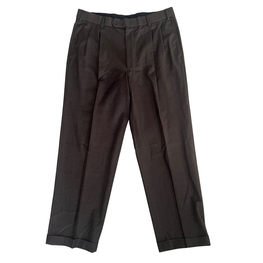 Brooks Brothers Mens 35W Vitale Barberis Canonico Super 120s Wool Pleated Pants